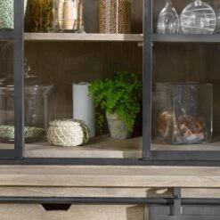 Vaisselier En Bois De Manguier Brossé Et Métal Gris Helsinki -Chaise Écolier Métal Magasin am200 buffetvaisselier porte 2