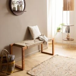 Banc En Bois D'acacia Et Laine Marietta