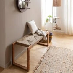 Banc En Bois D'acacia Et Laine Marietta -Chaise Écolier Métal Magasin b313 banc ambiance 2