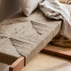 Banc En Bois D'acacia Et Laine Marietta -Chaise Écolier Métal Magasin b313 banc zoom 1