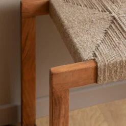 Banc En Bois D'acacia Et Laine Marietta -Chaise Écolier Métal Magasin b313 banc zoom 2