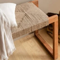 Banc En Bois D'acacia Et Laine Marietta -Chaise Écolier Métal Magasin b313 banc zoom 4