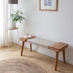 Banc En Bois De Manguier Tissage Bertille