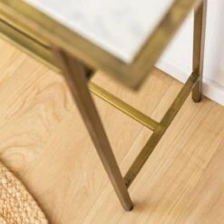 Console En Métal Doré Et Marbre Timéo -Chaise Écolier Métal Magasin b319 console ambiance zoom 3