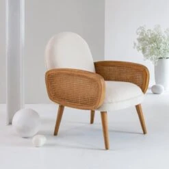 Fauteuil En Bois De Mindy Et Cannage Eros