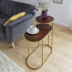 Bout De Canapé En Métal Et Bois De Manguier Léon