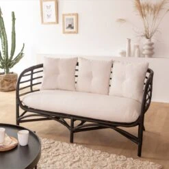 Devant 7 Canapé En Rotin Noir 2 Places Anissa