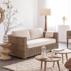 Canapé En Bois De Rotin Et Rotin Amael