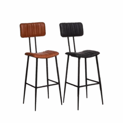 Tabouret De Bar En Cuir Noir Carl -Chaise Écolier Métal Magasin ku duo det 1