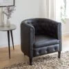 Fauteuil Chesterfield En Cuir Noir Esteban