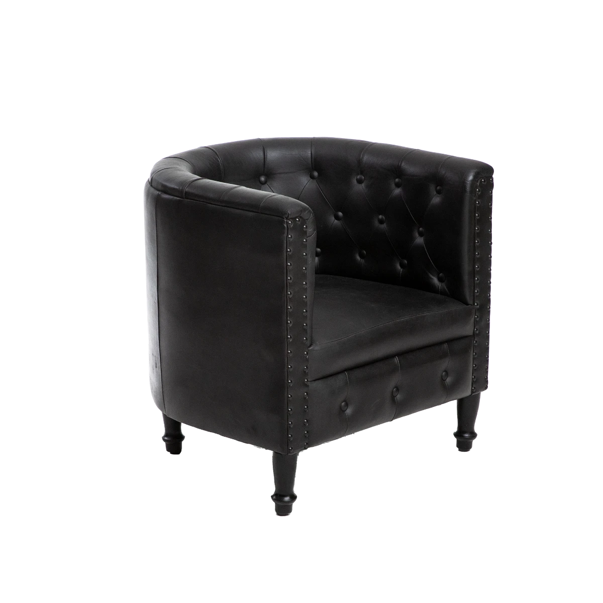 Fauteuil Chesterfield En Cuir Noir Esteban 8 Fauteuil Chesterfield En Cuir Noir Esteban – Image 6