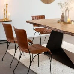 Chaise En Cuir Marron Nuria (lot De 2)