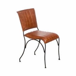 Chaise En Cuir Marron Nuria (lot De 2) -Chaise Écolier Métal Magasin ku38 chaise det biais