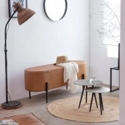 Banc En Cuir Marron Et Métal Georges