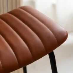 Tabouret De Bar En Cuir Marron Et Métal Alexandre(lot De 2) -Chaise Écolier Métal Magasin ku59 chaisehaute ambiance zoom 1