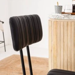 Tabouret De Bar En Cuir Noir Carl -Chaise Écolier Métal Magasin ku66 chaise zoom 2