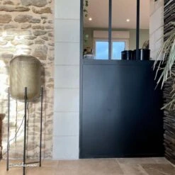 Lampe Sur Pied En Métal Noir Et Doré Louna -Chaise Écolier Métal Magasin lus1195 lampe ambiance client 1