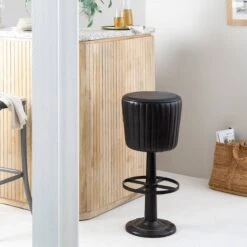 Tabouret De Bar En Cuir Noir Porto 17 Tabouret De Bar En Cuir Noir Porto -Chaise Écolier Métal Magasin me47 no tabouret ambiance 2