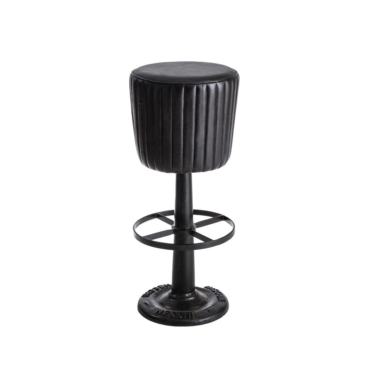 Tabouret De Bar En Cuir Noir Porto 4 Tabouret De Bar En Cuir Noir Porto – Image 2