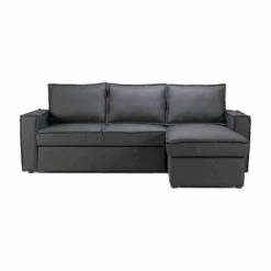 Devant 5 Canapé D'angle Droit Convertible 4 Places En Tissu Gris Paris