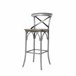 Tabouret De Bar En Métal Gris Et Assise En Bois De Manguier Gris Grey