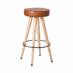 Tabouret De Bar En Cuir Marron Jocelin
