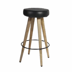 Tabouret De Bar En Cuir Noir Jocelin