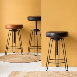 Tabouret Réglable En Cuir Noir Gaston -Chaise Écolier Métal Magasin product k u ku165 n tabouret ambiance 1 1