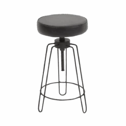 Tabouret Réglable En Cuir Noir Gaston -Chaise Écolier Métal Magasin product k u ku165 n tabouret faceplateau