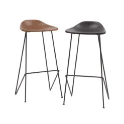 Tabouret De Bar En Cuir Noir Archi -Chaise Écolier Métal Magasin product k u ku180 n tabouret ensemble