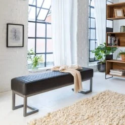 Banc D'entrée En Cuir Noir Jamy -Chaise Écolier Métal Magasin product k u ku288 n banc ambiance 2