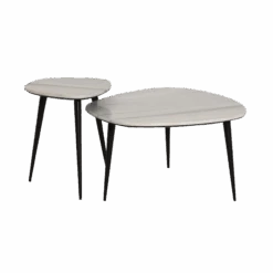 Table Basse Gigogne En Marbre Blanc Ariane