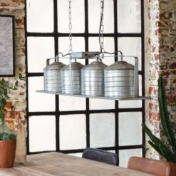 Suspension En Métal Gris 4 Lampes Alana -Chaise Écolier Métal Magasin product l u lus2650 luminaire ambiance 5