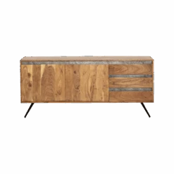 Buffet En Bois D'acacia Et Pierre Yvan