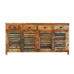 Buffet à Lattes En Bois Coloré Ethnik