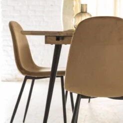 Chaise Scandinave En Velours Marron Café Copenhague (lot De 2) -Chaise Écolier Métal Magasin product p x px 02marron lot chaises ambiance 1