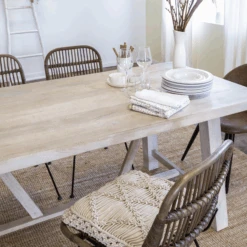 Table à Manger Avec Allonges En Bois De Manguier Blanchi Terra -Chaise Écolier Métal Magasin product r a ra40 table a manger zoom plateau