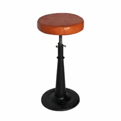Tabouret De Bar En Cuir Marron Et Métal Vadim