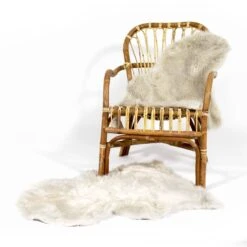 Jeté En Fausse Fourrure Beige