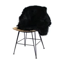 Jeté En Fausse Fourrure Noire -Chaise Écolier Métal Magasin product v d vdl 20 deco face chaise