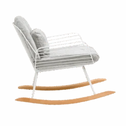 Rocking Chair En Métal Blanc Tissu Gris Ethan -Chaise Écolier Métal Magasin product w e weo 179b fauteuil cote