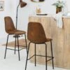 Chaise De Bar En Microfibre Marron Salsa (lot De 2) 2 Chaise De Bar En Microfibre Marron Salsa (lot De 2) -Chaise Écolier Métal Magasin px 10brown chaisehaute amb dos 1