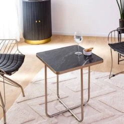 Bout De Canape En Marbre Et Métal Charlize