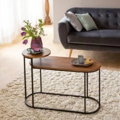 Bout De Canapé En Bois De Manguier Et Métal Nairobi