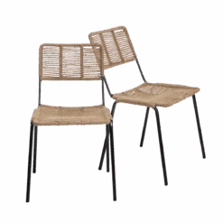 Chaise En Métal Et Corde Beige Emilia(lot De 2)