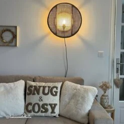 Applique Murale Ronde En Rotin Et Cannage Rim -Chaise Écolier Métal Magasin vdl 49 applique ambiance client 2